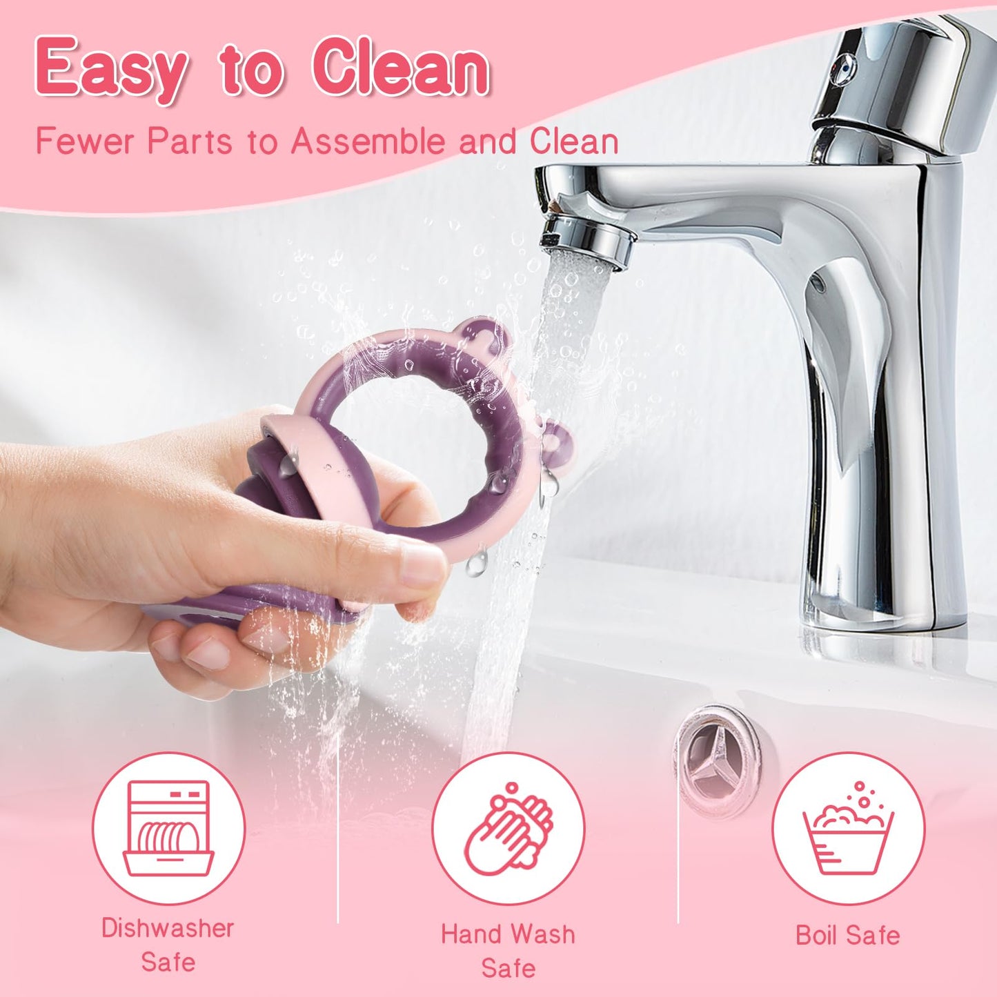 HAOBAOBEI Baby Fruit Food Feeder Pacifier - Fresh Food Feeder, Infant Fruit Teething Teether Toy for 3-24 Months, 3 Pcs Silicone Pouches for Toddlers & Kids & Babies, 2-Pack (Purple Pink)