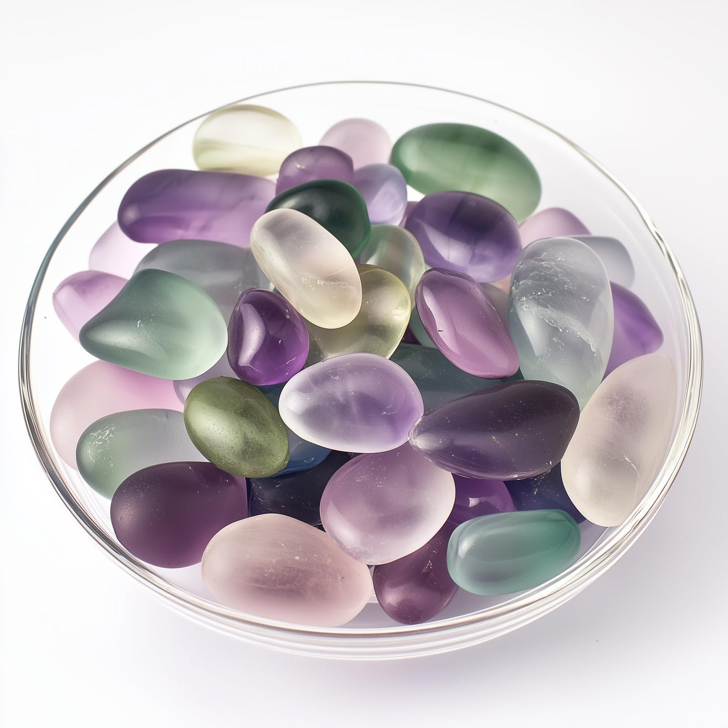 SigMntun Polished Stone Set Fluorite Crystals, 0.8" Handpicked Tumbled Gemstones Rocks, Pebbles for Reiki, Chakra, Healing, Home Decor