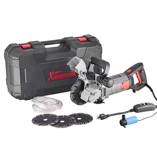 XtremepowerUS Wall Chaser Cutting Machine Wall Concrete Grooving Cutting w/Water Line Dust Port Infrared Sighting (Slotting Machine)