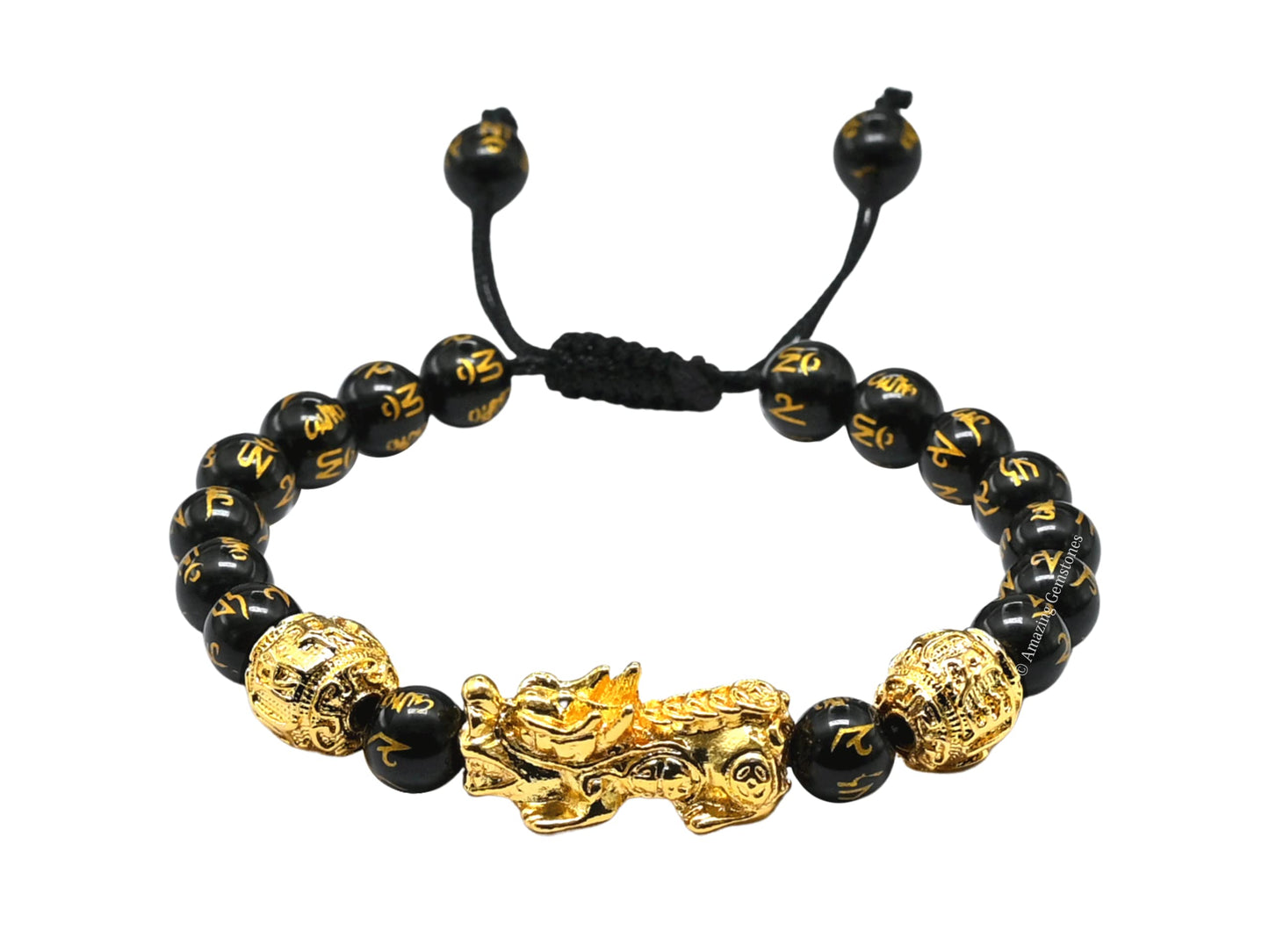 Amazing Gemstone Black Obsidian Pixiu Bracelet for Women Men's Gifts - Protection Healing Crystal Bracelet - 8mm Gemstone Beaded Adjustable Bracelet Pulseras Para Hombres Mujer Stocking Stuffers
