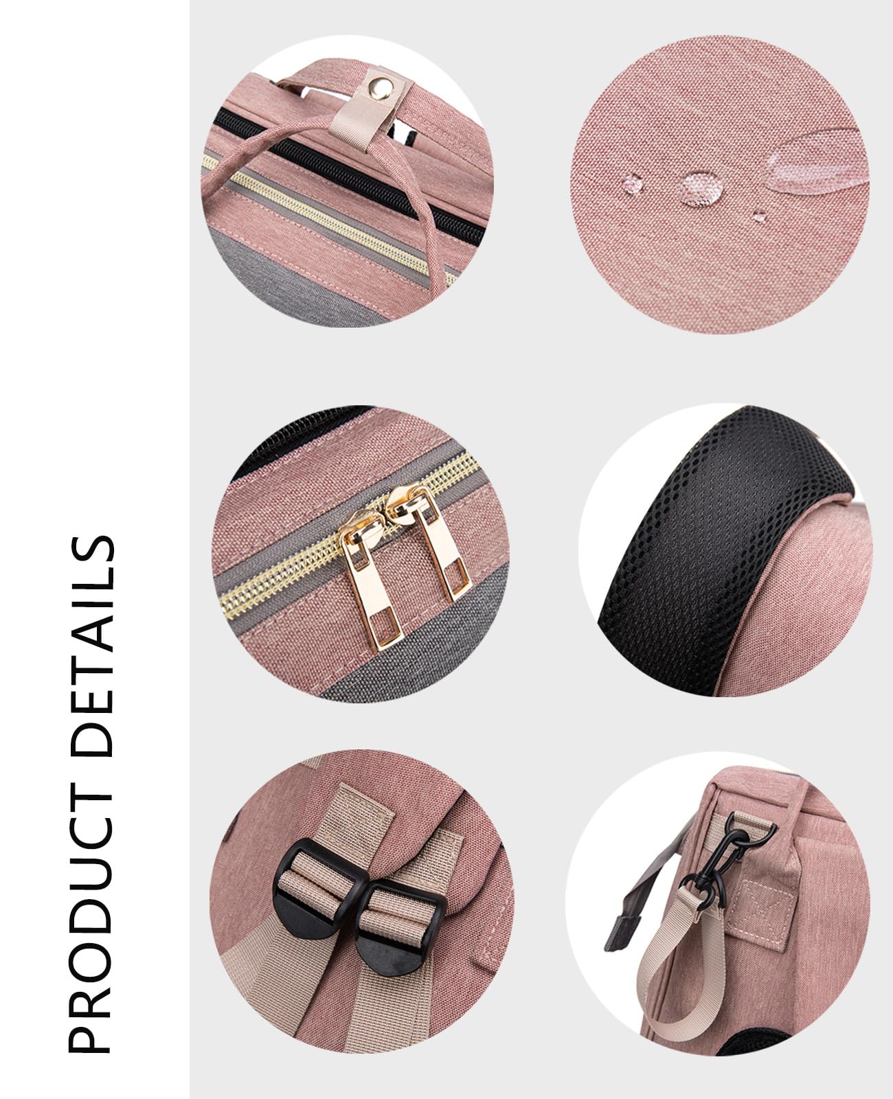 houscly Diaper Bag Backpack with Changing Station: Pink Baby Bags for Girls Boys New Mom Gifts Pañaleras Para Bebe Baby Girl Newborn Essentials Must Haves Baby Shower Gifts Baby Registry