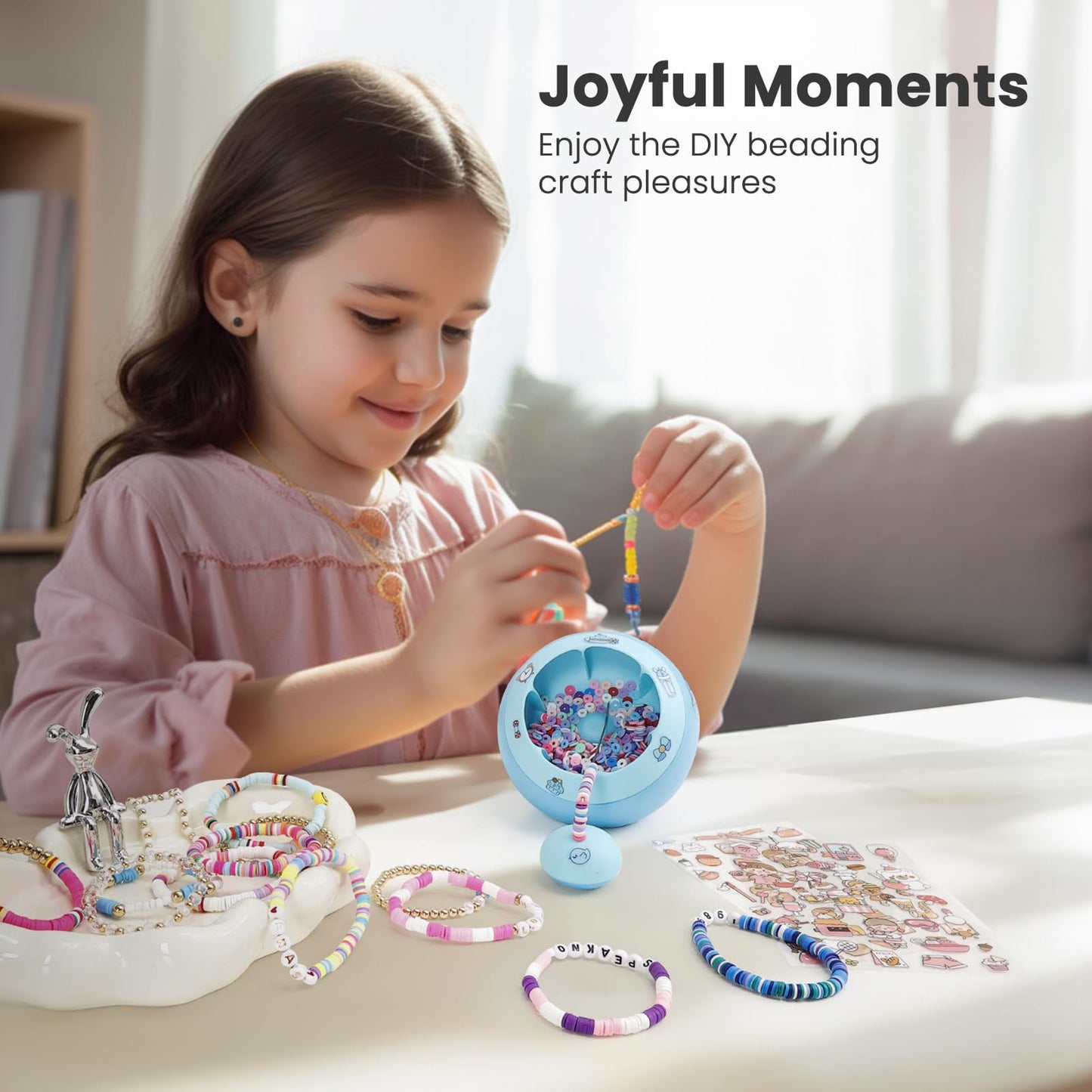 Tilhumt Bead Spinner for Jewelry Making, Clay Beads Spinner for Necklaces Maker, Electric Bead Spinners Bracelet Maker Machine with Beginner Friendly Positioning Mat, Gift for Craft Lovers, Blue
