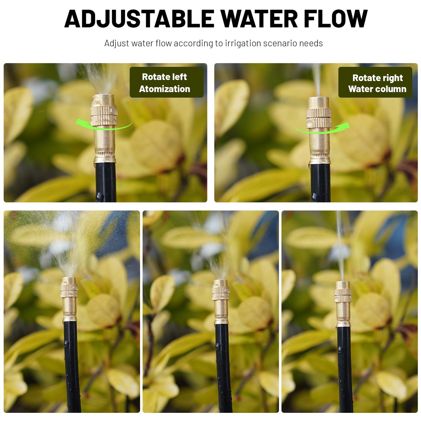 Thiswing 360° Adjustable Drip Irrigation System - 50 FT Garden Watering System with 16 Nozzles, Raised Bed Sprinkler Irrigation System, Garden Mister for Yard, Lawn, Plants, 5/16" Tubing