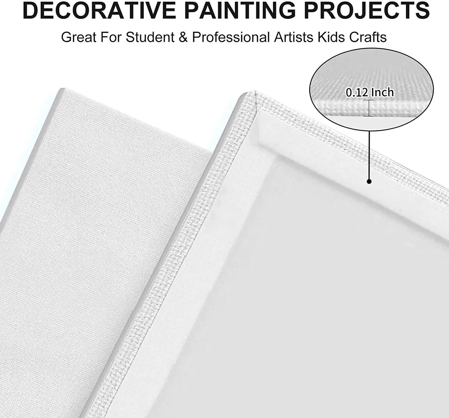 Artkey Canvas Boards for Painting 8x10 Inch 12 Pack, 10 oz Primed 100% Cotton White Blank Canvases for Painting, Art Supplies Paint Canvas Panels for Acrylic Oil Watercolor Tempera Paints
