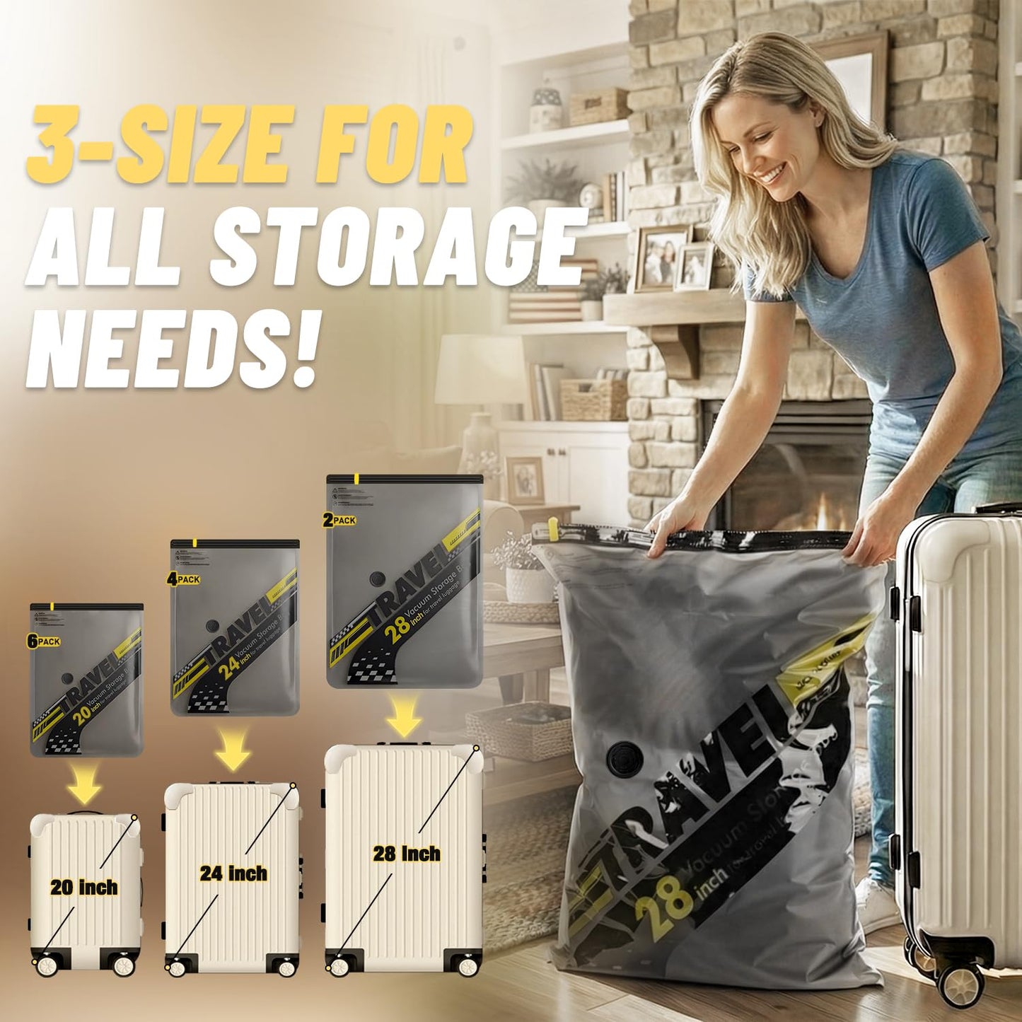 WellMall Cordless Vacuum Bags for travel - 18 Pack Rechargeable Wireless Vacuum Seal Bags for Clothing Travel, Space Saver vacuum storage bags with pump for Clothes, Blankets & Luggage Organization