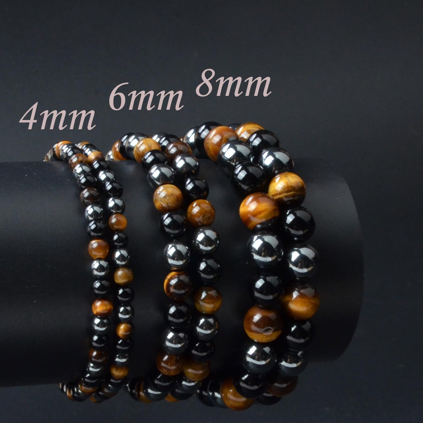 CHCCOYE 6mm Natural Healing Gemstone Bracelet Handmade Yoga Stretch Elastic Bracelet Stress Relief Crystal Jewelry for Men and Women (6mm,Triple Protection)