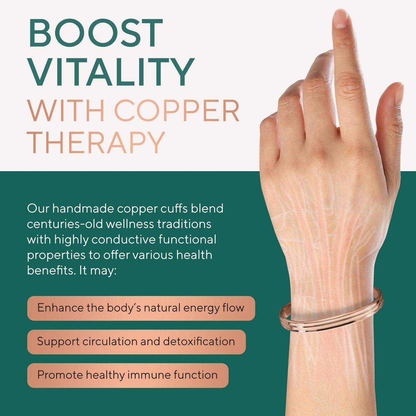 TheraCopper Copper Bracelet for Men & Women — 100% Pure Copper Bracelets — Raw, Solid & Uncoated Authentic Handmade Tibetan Bracelet Cuff Bangles (Tier)