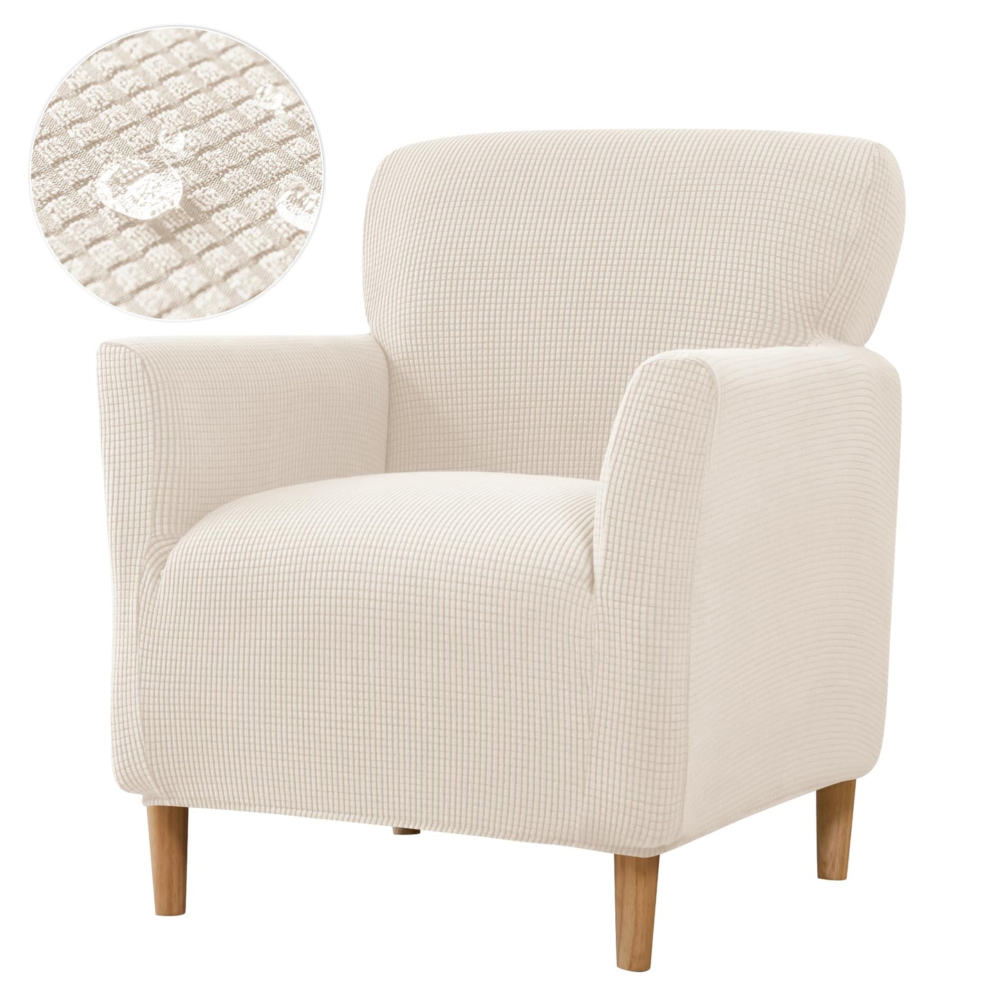 CRFATOP Stretch Mid Century Modern Armchair Slipcover 1-Piece Solid Accent Chair Covers with Arms Soft Waterproof Chair Slipcovers for Living Room Furniture Protector Office Reception Reading,Beige
