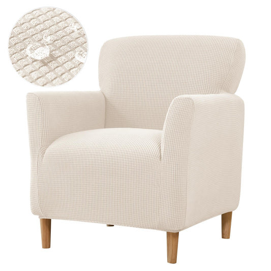 CRFATOP Stretch Mid Century Modern Armchair Slipcover 1-Piece Solid Accent Chair Covers with Arms Soft Waterproof Chair Slipcovers for Living Room Furniture Protector Office Reception Reading,Beige