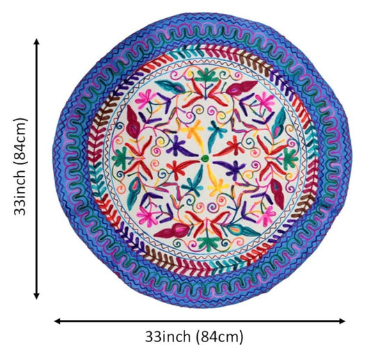 Purpledip Cotton Tapestry 'Floral Delight': Vintage Embroidery Table Cover Or Wall Hanging (11273)