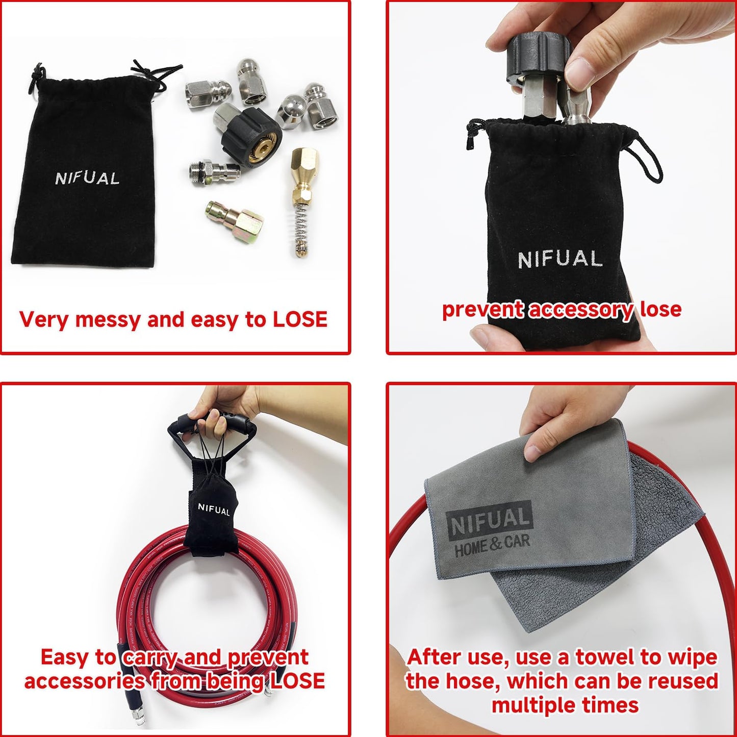 NIFUAL Sewer Jetter Kit for Pressure Washer,50FT 5800PSI Pressure Drain Cleaner 1/4 Inch NPT Corner Rotating and Button Hose Sewer Jetting Nozzle for Homeowners & DIYers (50FT)