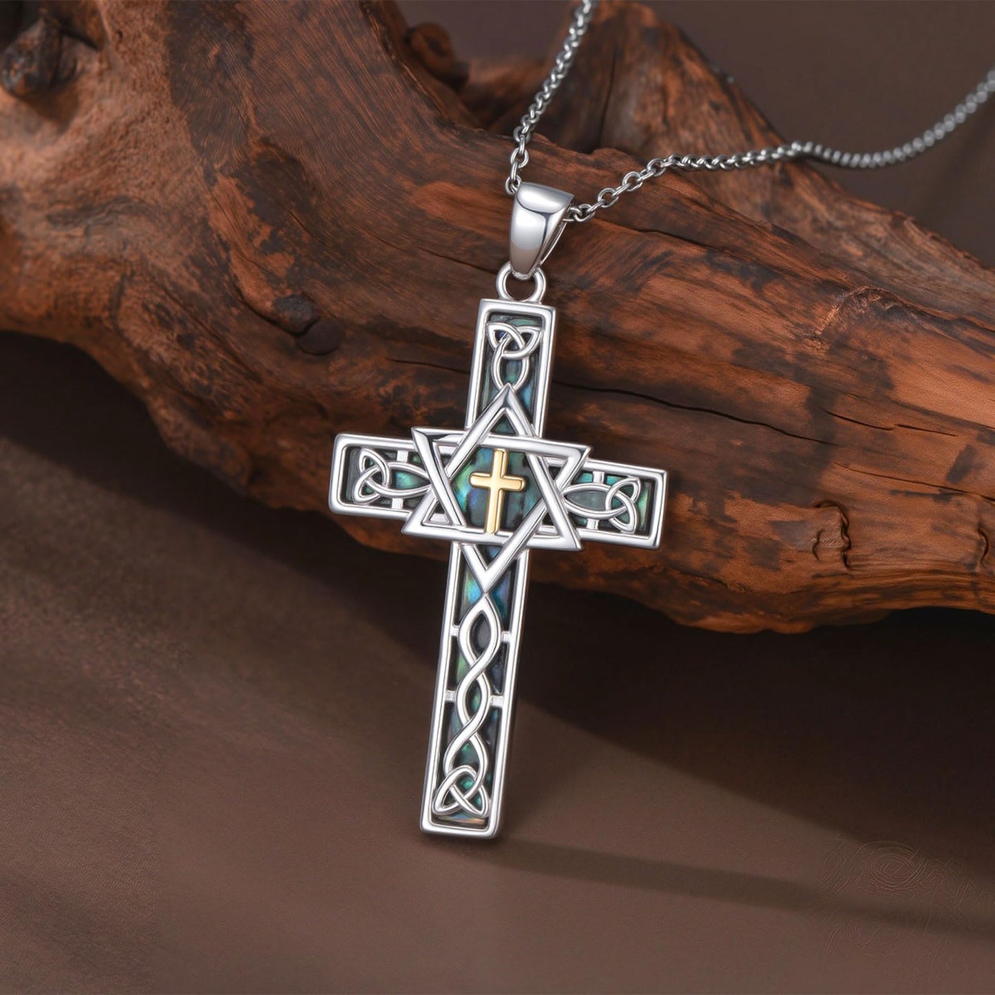 KoyeKei Star of David Necklace for Women 925 Sterling Silver Star of David Cross Pendant Jewish Judeo Necklaces Christian Celtic Knot Jewelry Hanukkah Mothers Day Gifts for Mom Wife Grandma