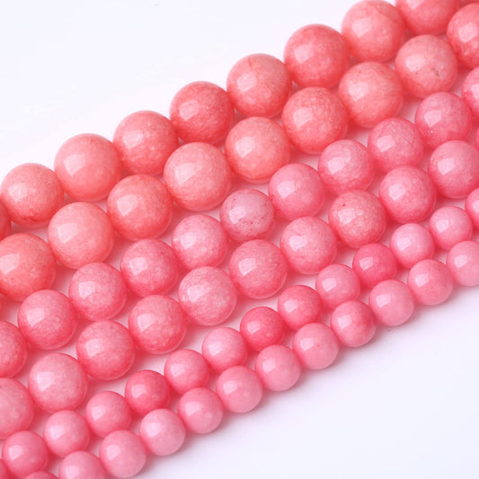 45PCS 8MM Natural Pink Jade Stone Beads Energy Healing Beads for DIY Jewelry Bracelet Necklace Making for Jewelry Making15Inch
