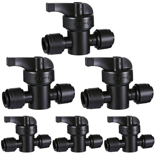 6 Pack Quick Connect 1/4" Drip Irrigation Shut Off Valve Fittings, Push-to-Fit Drip Irrigation Switch Valve Connectors for 1/4 Inch Drip Tubing,Anti-Leak Connectors for Garden Irrigation System