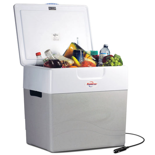 Koolatron Thermoelectric Iceless 12V Cooler Warmer 49 qt (52 L), Electric Portable Car Fridge w/ 12 Volt DC Power Cord, Gray/White, Travel Road Trips Camping Fishing Trucking, Made in North America