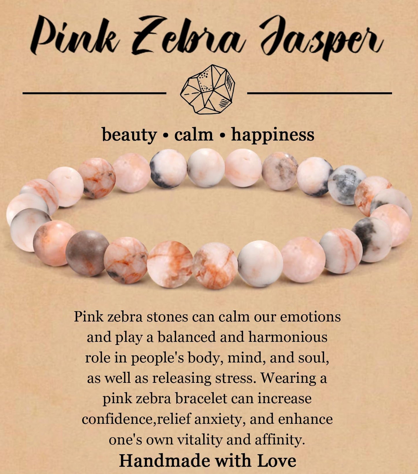 BOMAIL Natural Stone Bracelet for Women Men - 8MM Semi-Precious Gemstone Beaded Bracelet Healing Crystal Stretch Bracelet Yoga Bracelets Jewelry