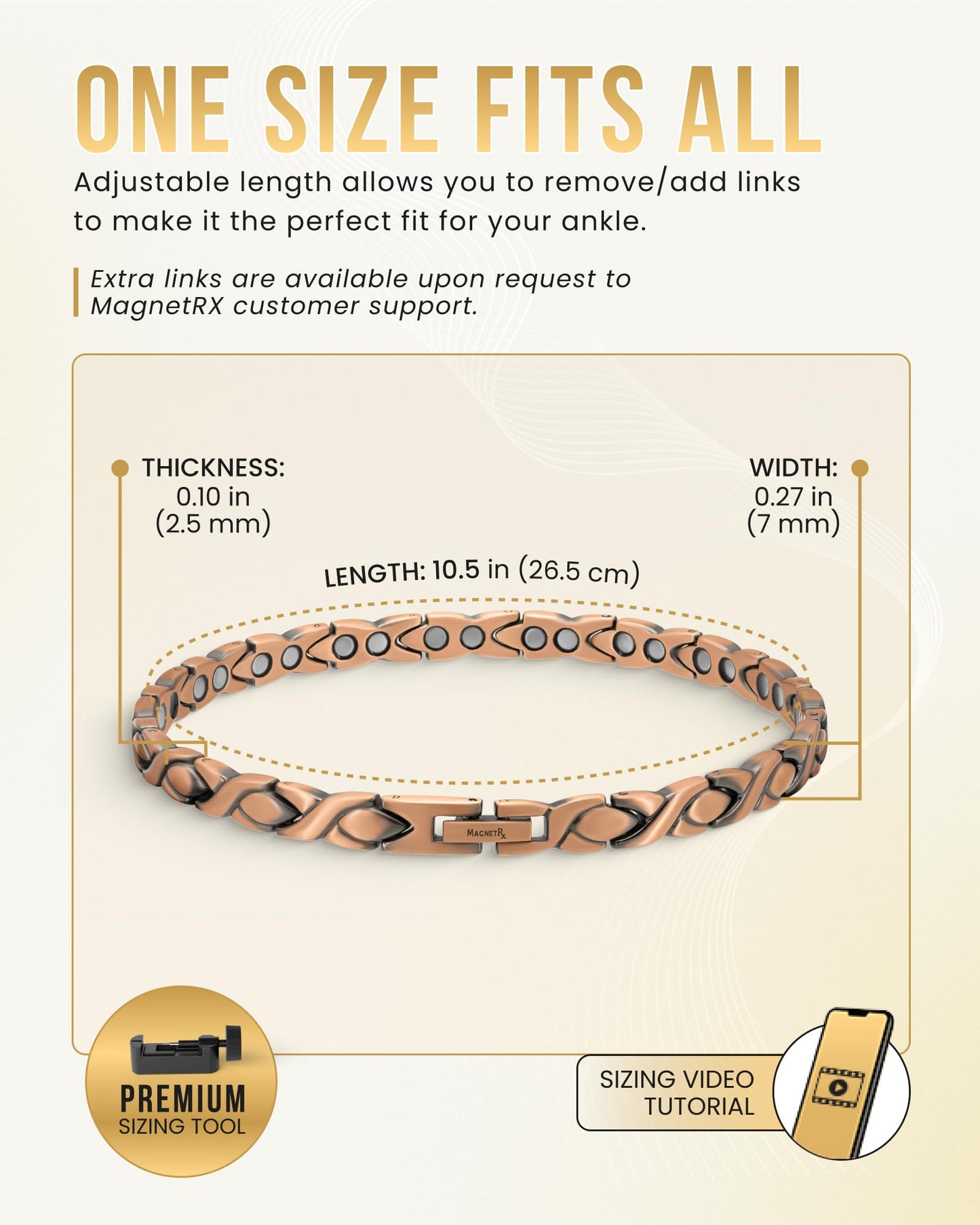 MagnetRX Copper Anklet for Women – Ultra Strength Magnetic Ankle Bracelets for Women – Effective Womens Copper Magnetic Ankle Bracelet (Women Anklet)