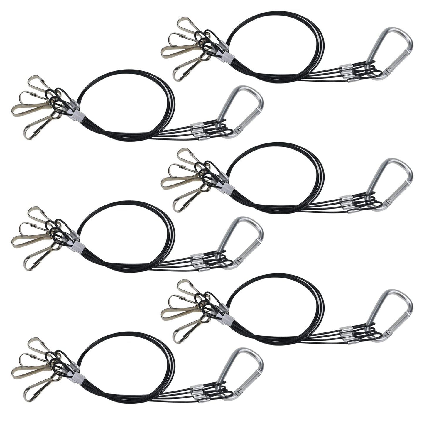 MY MIRONEY Stainless Steel Wire Rope Hanger Hanging Basket Plant Hanger Holders for Indoor and Outdoor Plants LED Grow Light Rope Hanger Pack of 6