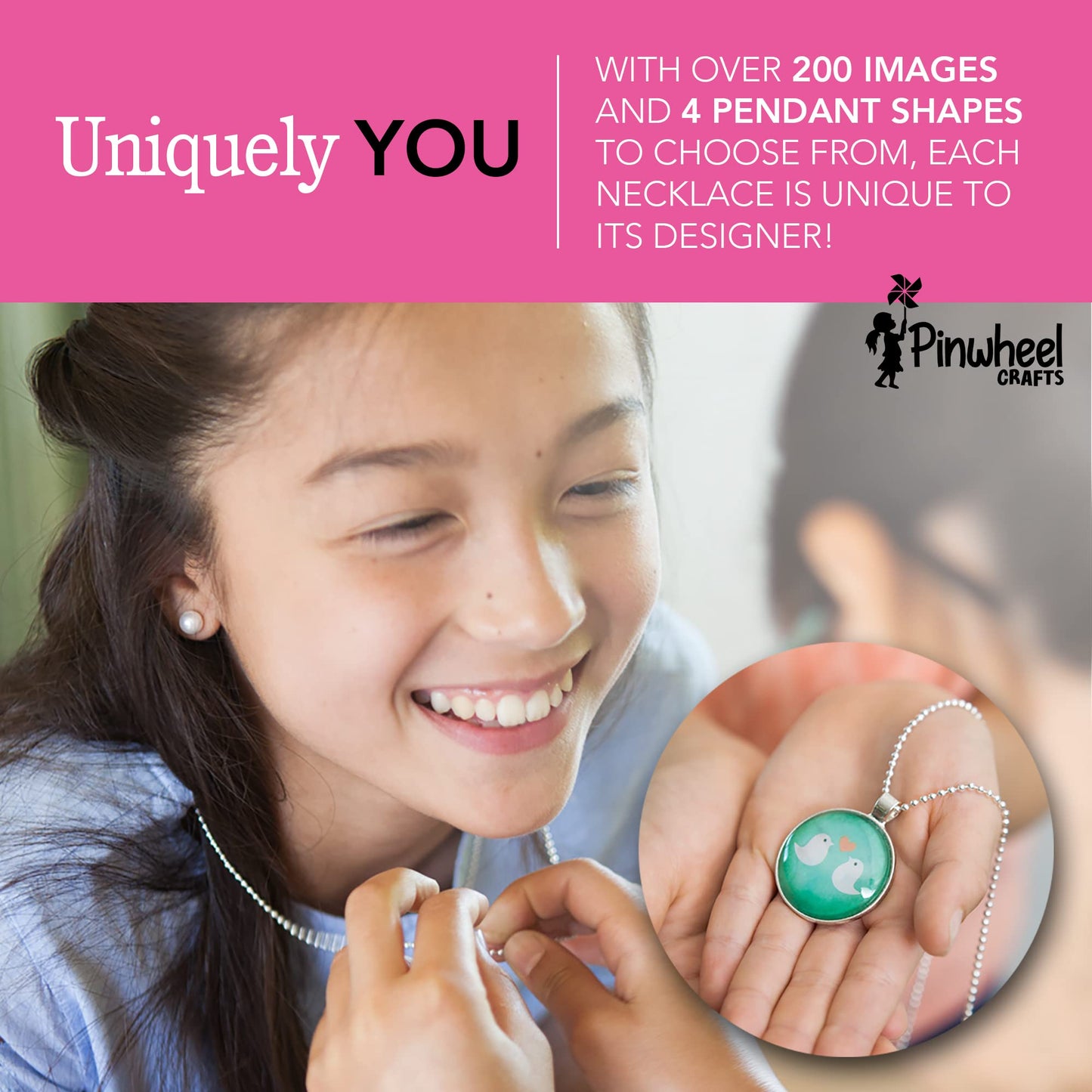 Pinwheel Crafts Pendant Jewelry Making Kit for Girls 8-12+ Years, Necklace and Bracelet Making Kit for Kids – Single Craft to Create Multiple Necklace & Bracelet for Teens with 200 Designs