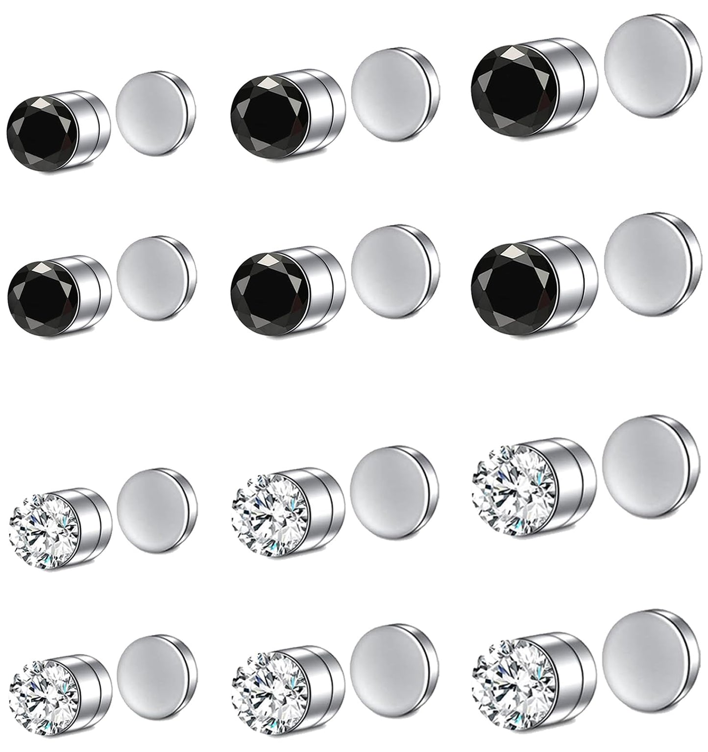VitaCool Fake Nose Ring Magnetic Septum nose Stud CZ Magnetic Earrings Faux Fake Ear Stud Non Piercing Nasal Jewelry for Women Men (3T-Style D)