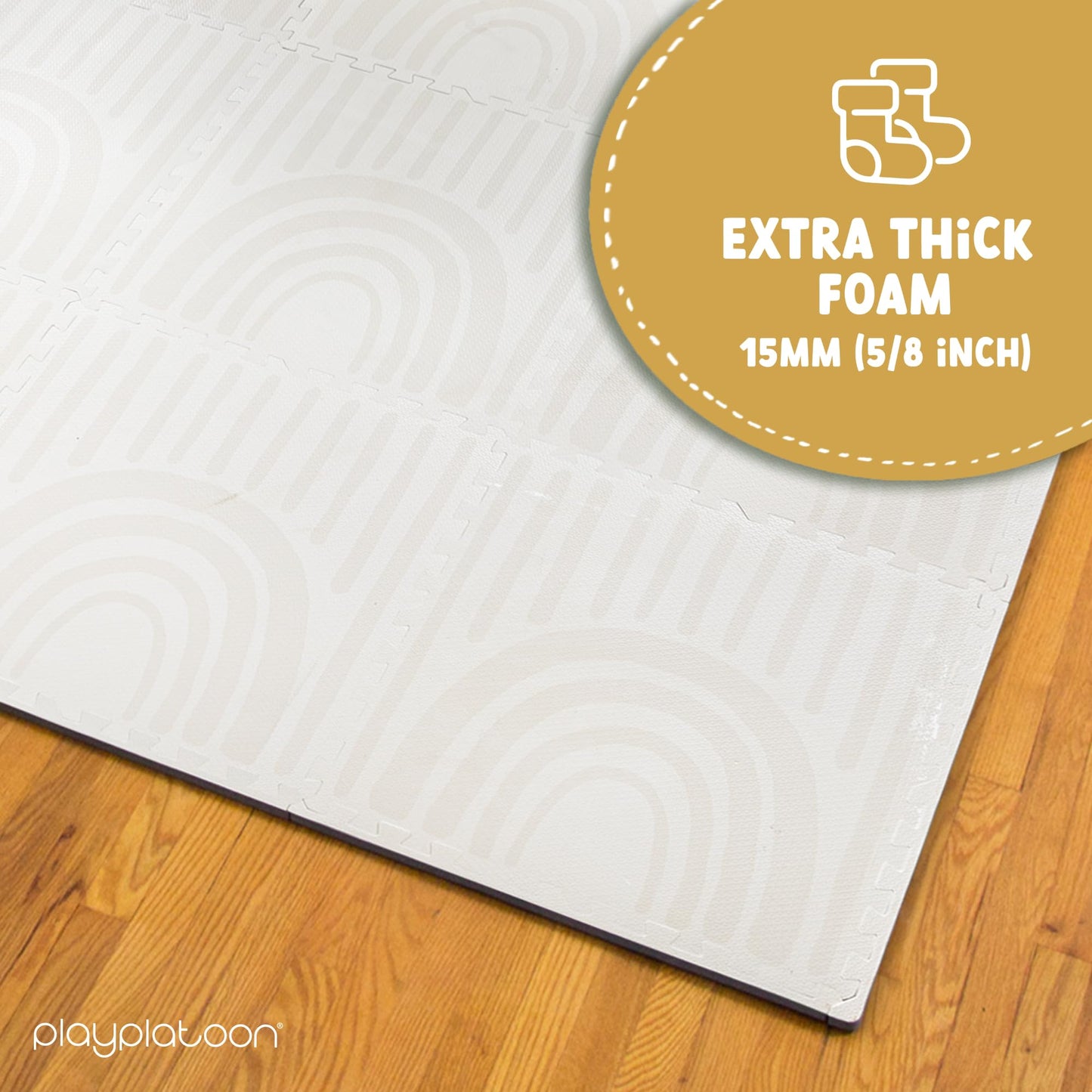 Play Platoon Non-Toxic Large Baby Play Mat for Floor, 9 Tile 72 x 72 inch - Extra-Thick Interlocking Foam Floor Tiles 24 x 24 in Puzzle Mat Pieces with Border, Playmat Rug for Kids - Rainbow