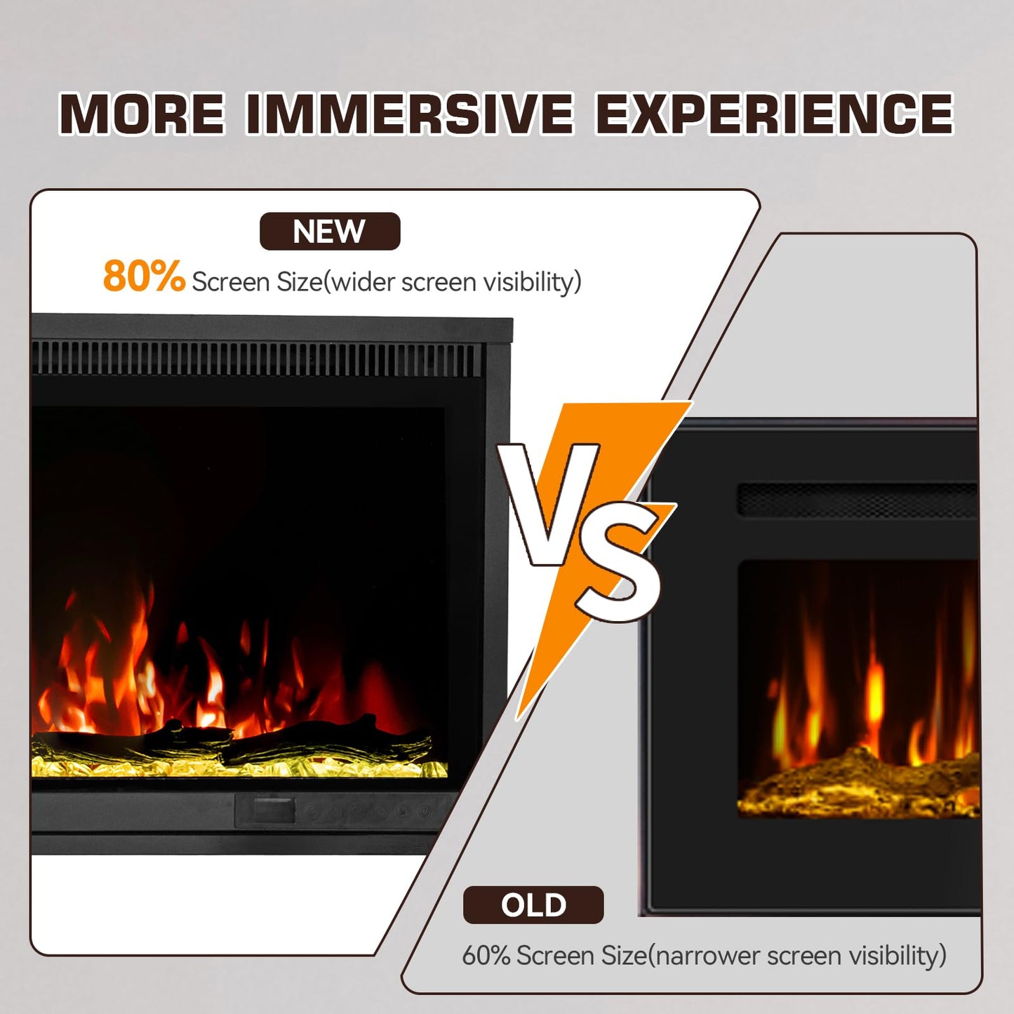 40" Linear Electric Fireplace Heater Insert: Ultra-Narrow Frame Wide Screen, 13 Flame & Ember Colors, 3 Top Light Colors. Wall Mount/Recessed,1500W/750W with Remote & Touch Control, Log & Crystal Set