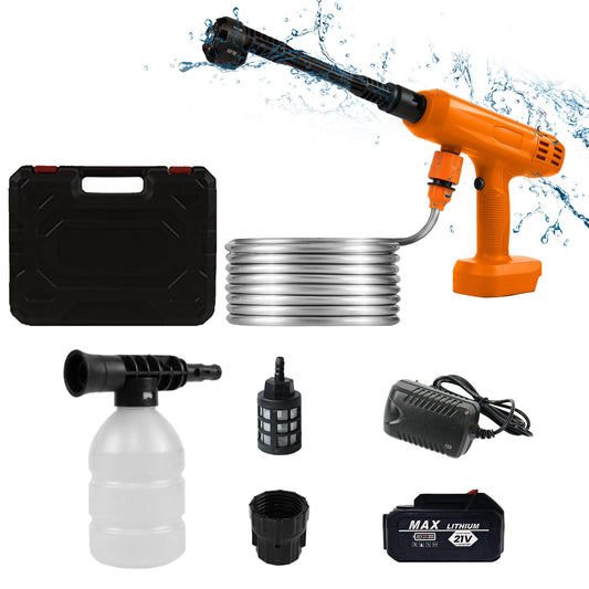 VLAIAN Cordless Pressure Washer,1200PSI Portable Power Washer with 4Ah Battery&Charger,6-in-1 Nozzle,5 Meter Hose,Handheld High-Pressure Car Washer for Cars/Yard/Home/Floor (Orange)