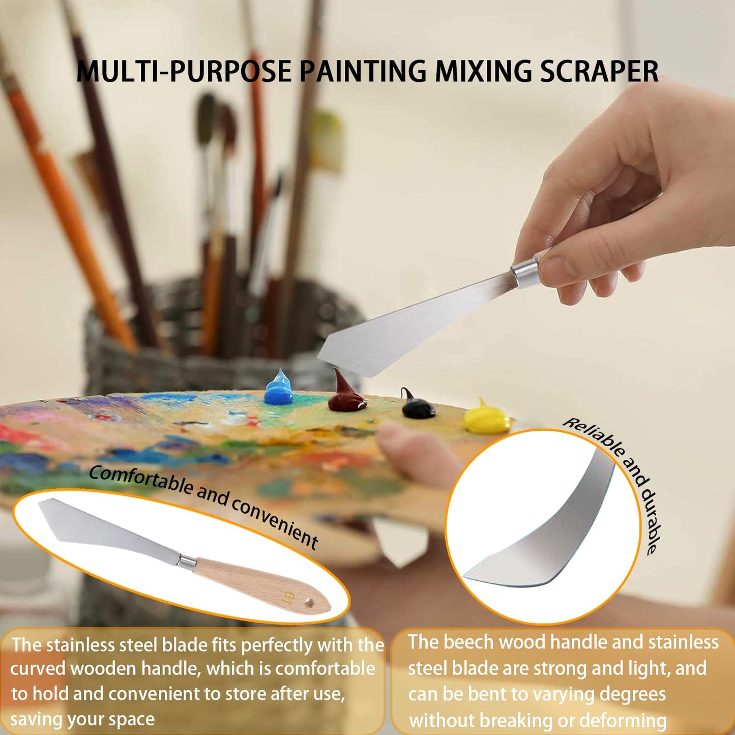 33 Pieces Paint Brush Set, Artist Series, Nylon Bristles with Round, Filbert, Flat, Fan, Angle, Detail Brush, Palette Knife,Suitable for Artists and Beginners for Acrylic Painting, Oil, Watercolor..