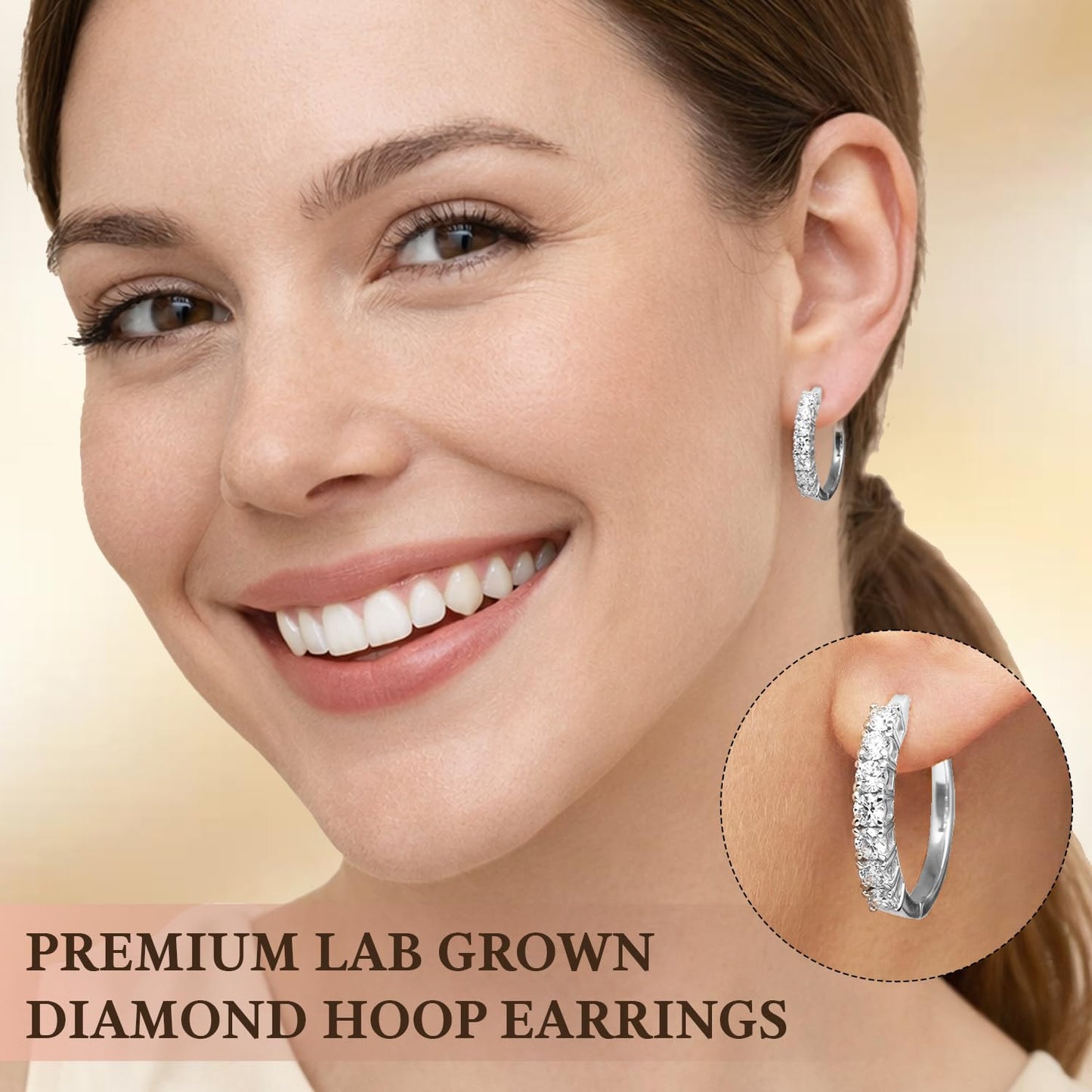 Shop LC 1 Carat Lab Grown Diamond Prong Set Hoop Earrings for Women (G-H Color SI Clarity) in 925 Sterling Silver with Rhodium Plated Jewelry Gifts