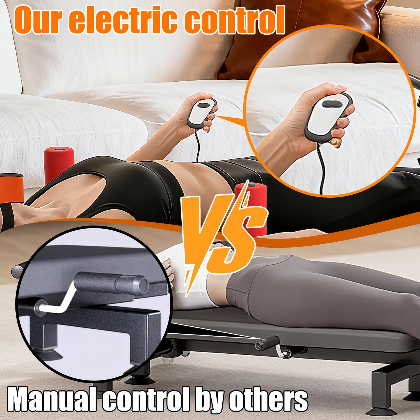 Professional Electric Traction Table, Spinal Cervical Decompression Traction Bed for Spine Stretching for Home Use Back Pain Relief Device with Remote Control,Adjustable Settings