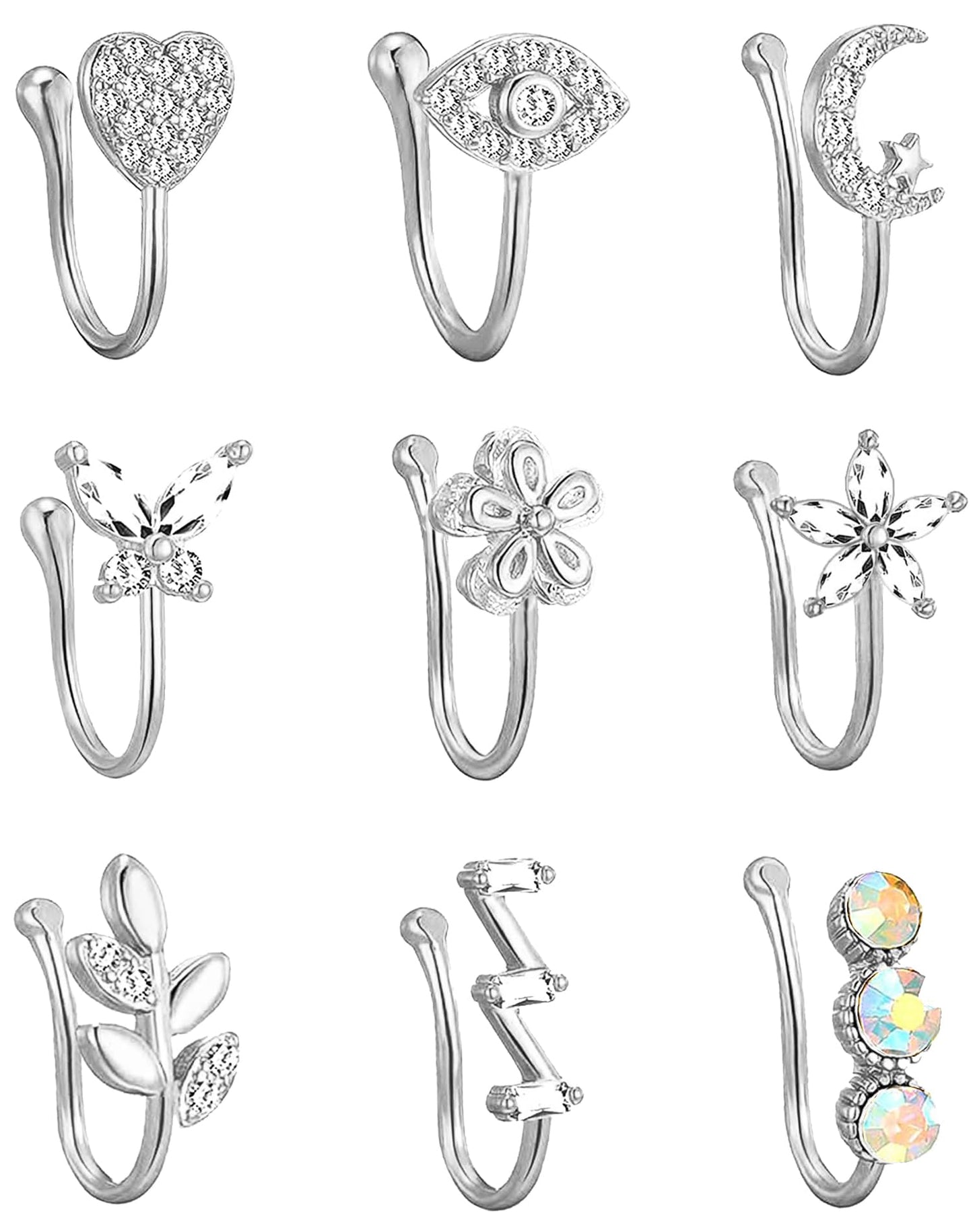 VitaCool African Nose Cuffs for Non Pierced Fake Nose Ring Sliver Faux Septum Nose Rings Cuffs Non Piercing Jewelry for Women