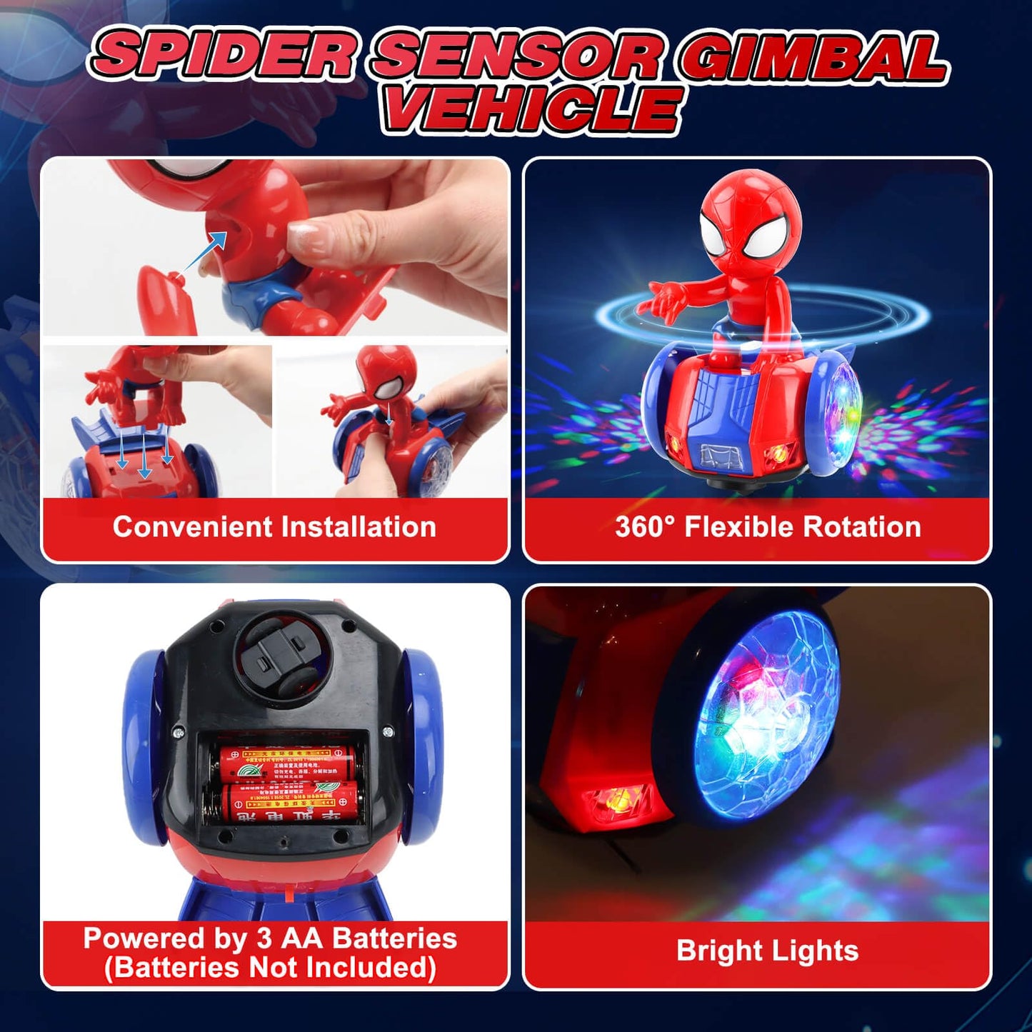 YOTOY Dancing Robot Spider Toys for Kids, Lights & Music, Automatic Steering, 360 Degree Flexible Rotation, Toy Cars for Toddlers, Birthday Gift for Ages 3 4 5 6 7 8 Years Old Boys
