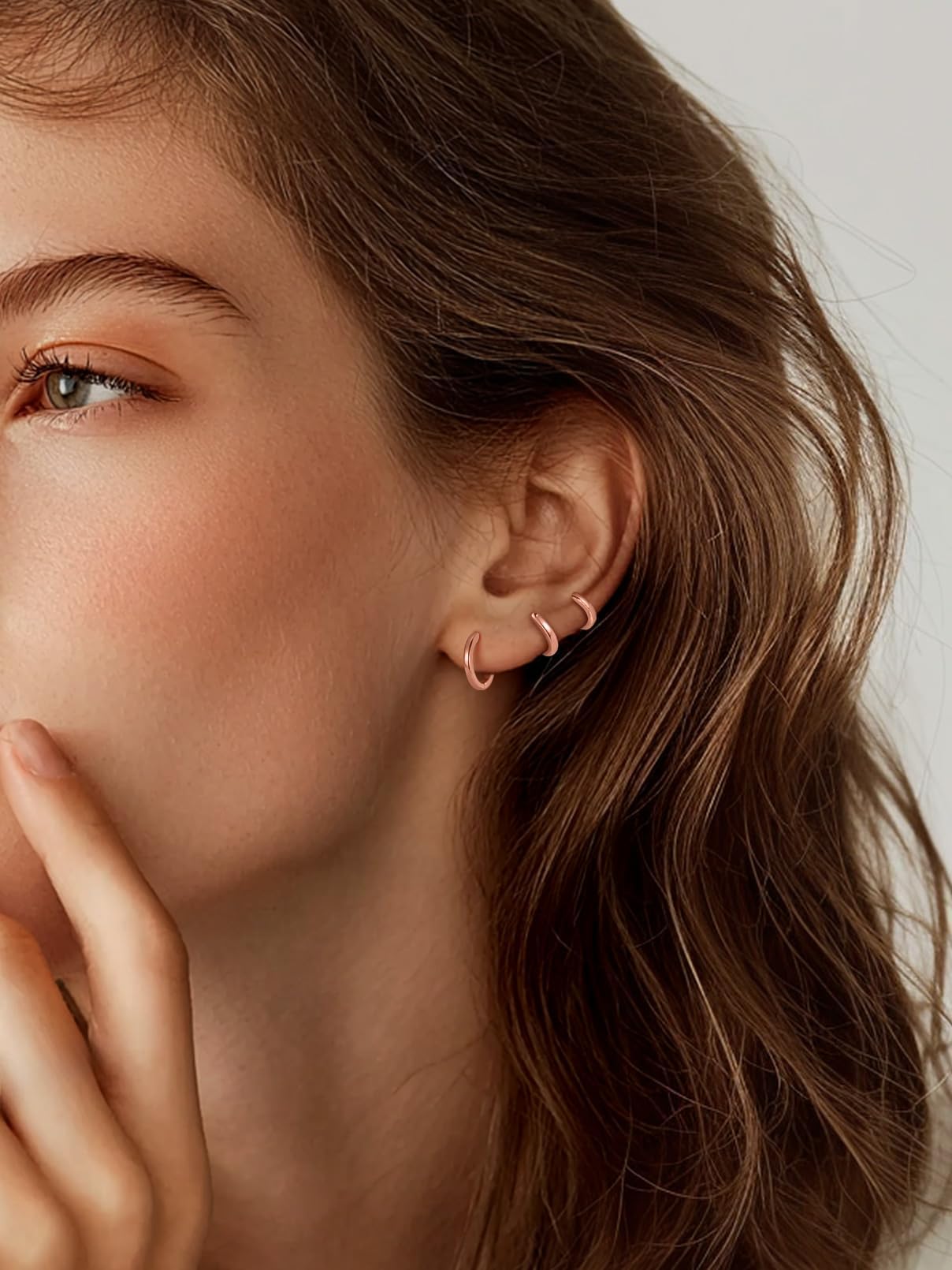 FaithHeart 925 Sterling Silver Huggie Hoop Earrings, Small Silver Hoop Earring for Women, Rose Gold Hypoallergenic Cartilage Earrings for Women 6mm
