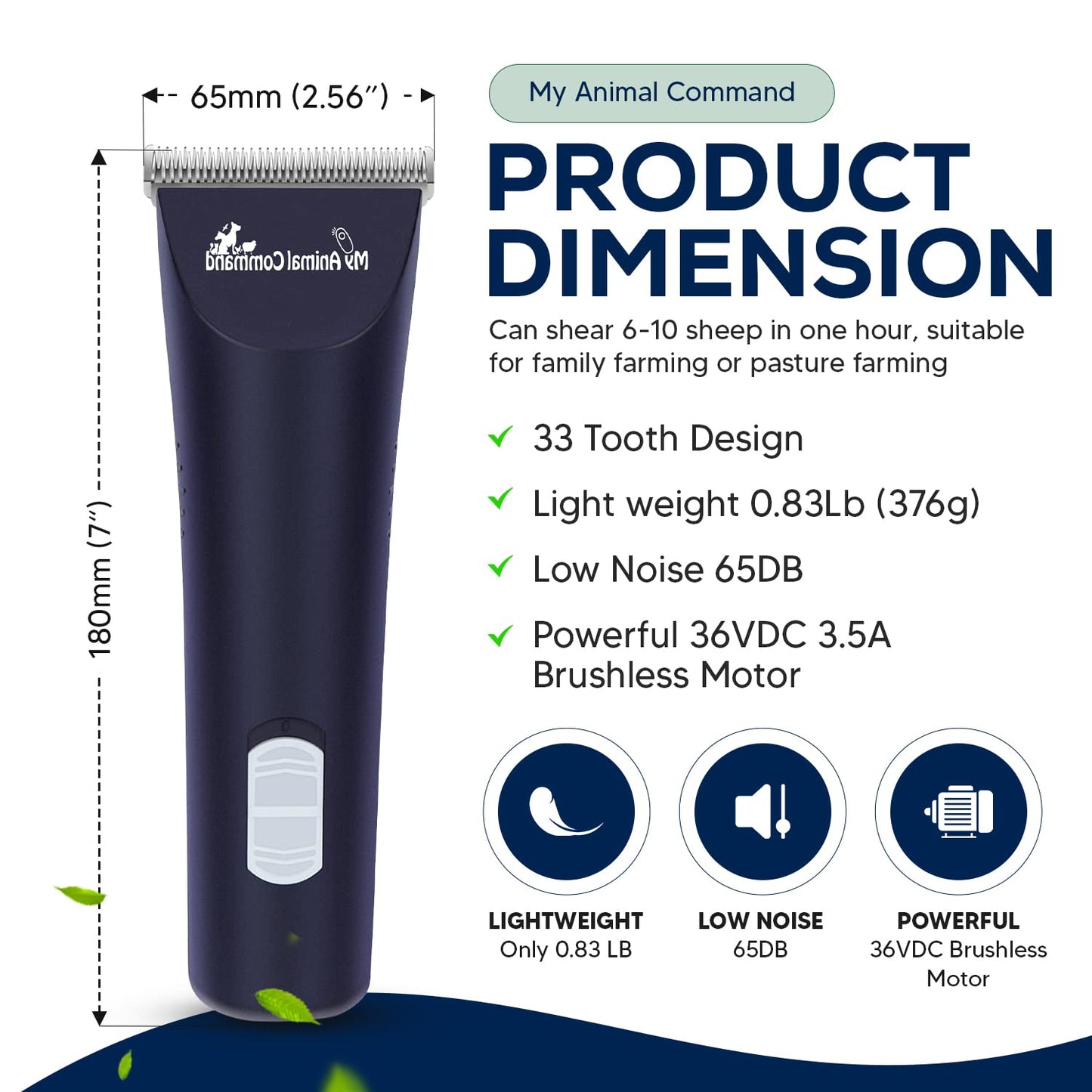 Professional Livestock Clippers for Grooming , Lightweight, Powerful Due to Our Innovative Brushless Motor, Thick Coats Trimmer for Sheep, Horses, Pigs, Farm Animals and Large and XL Dogs (Rescued)