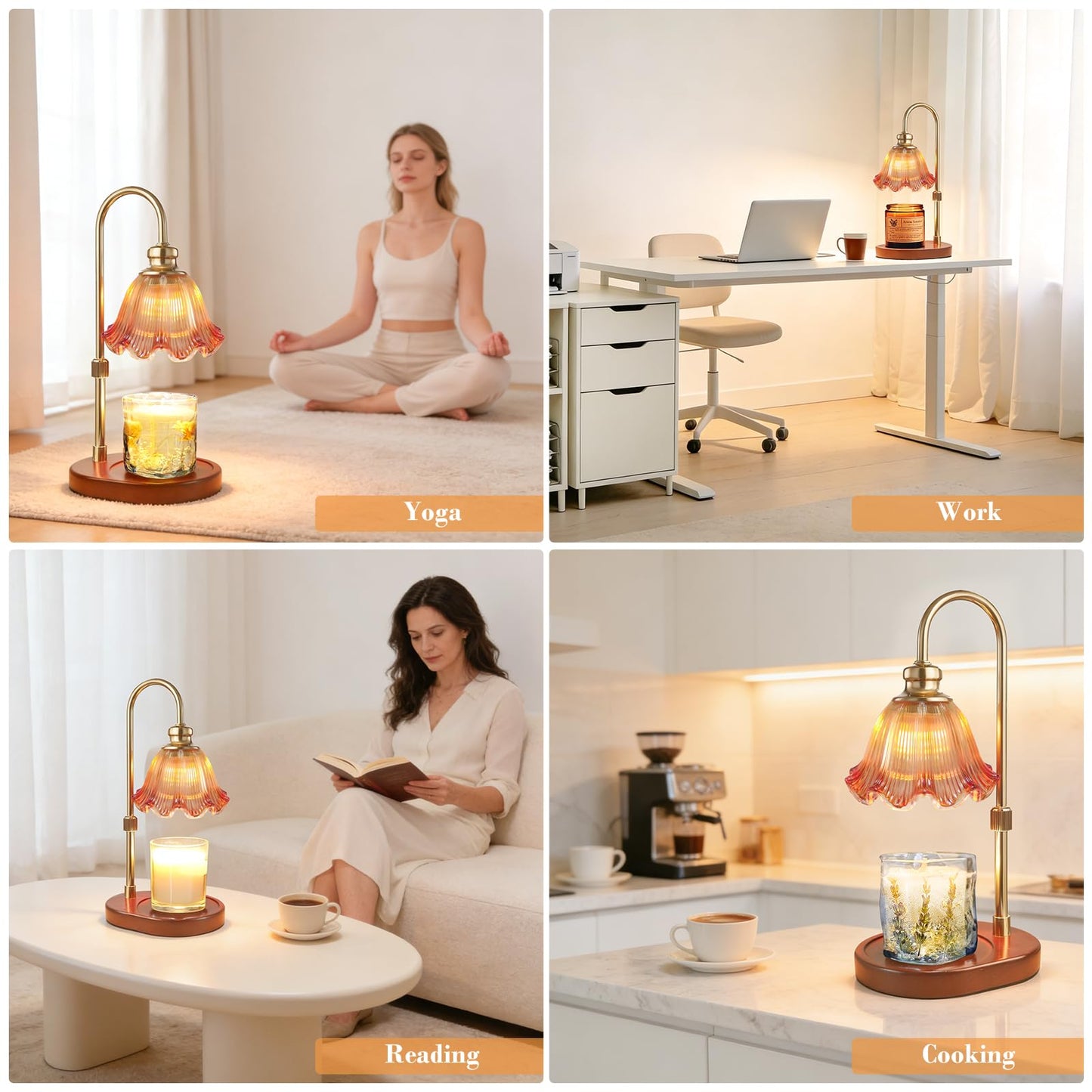 Banbanda Candle Warmer Lamp with Timer: Mothers Day Gifts,Birthday Gifts for Women, House Warming Gifts New Home Decor – Height Adjustable Candle Lamp - Walnut Solid Wood Base, with 2 Bulbs