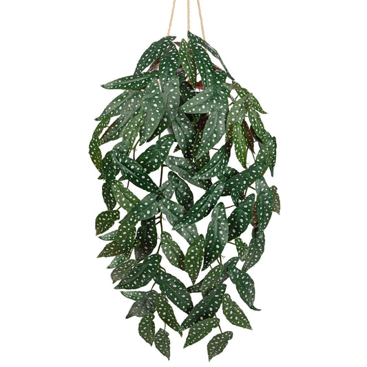 Large Fake Hanging Plants in Pot with Hook, 37" Artificial Hanging Begonia Vines Plants, Fake Potted Tropical Plants for Room Wall Living Room Bathroom Kitchen, Big Faux Ivy Houseplants for Shelf