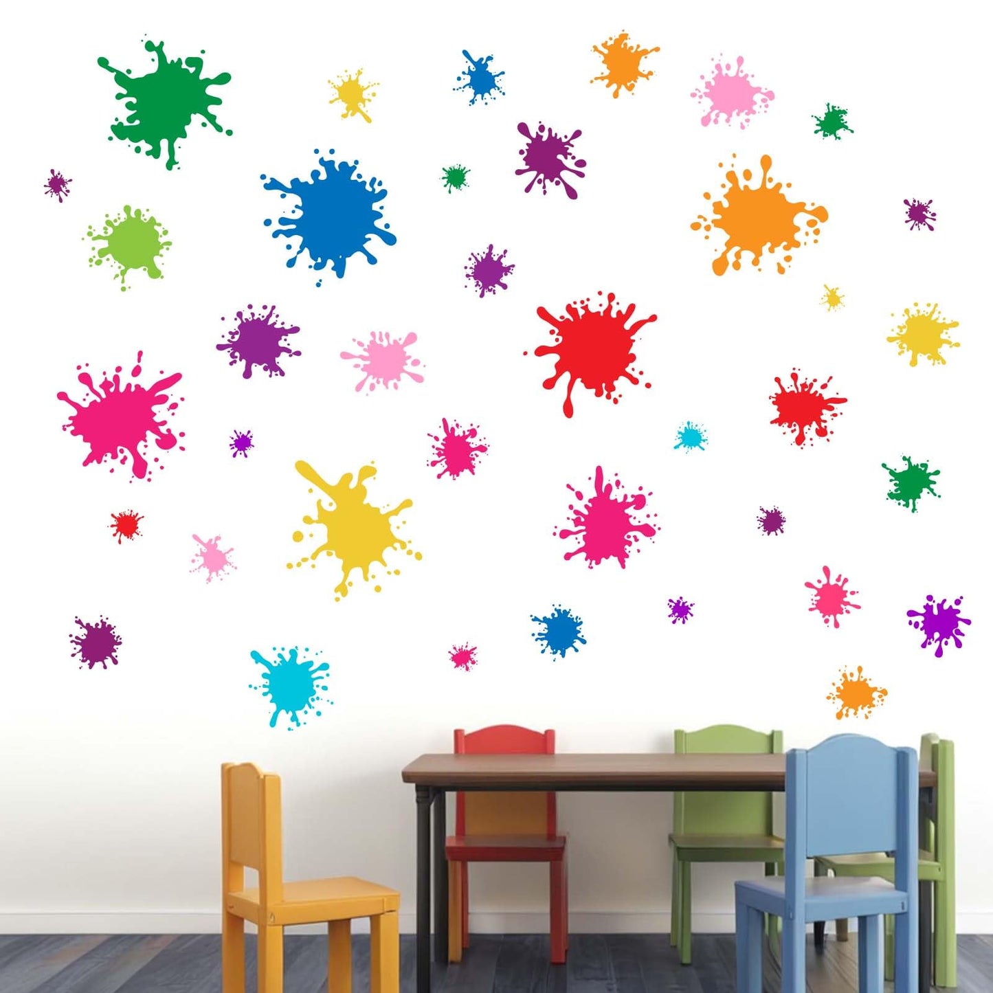 Amimagen 38pcs Colorful Paint Splatter Wall Decals - Graffiti Painting Splotches Wall Stickers - Nursery Kids Baby Girls Boys Room Daycare Kindergarten Playroom Classroom Wall Decor