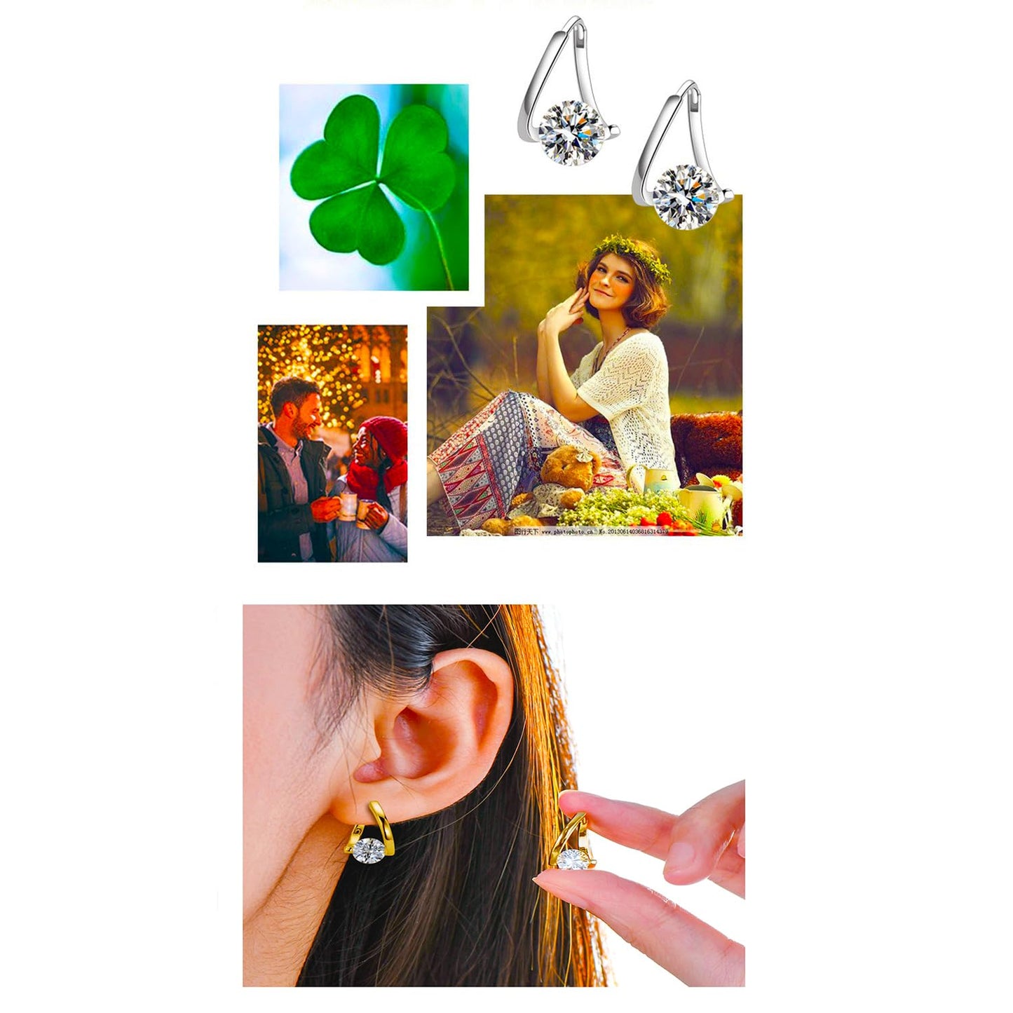 Lymphatic Germanium Earrings Lymphatic Drainage Earrings Atheniz Lymphatic Earrings Cubic Zirconia Earring Lymphatic Hoop Earrings for Women (2pair gold)