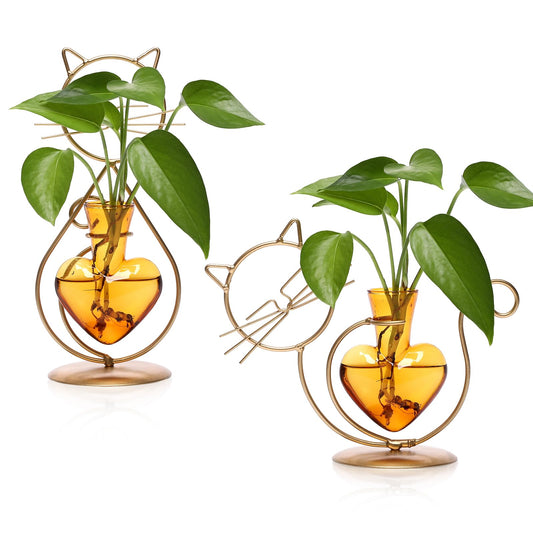 Plant Terrarium Plants Propagation Station Cat Lover Gifts for Women Home Office Decor Cat Desk Accessories