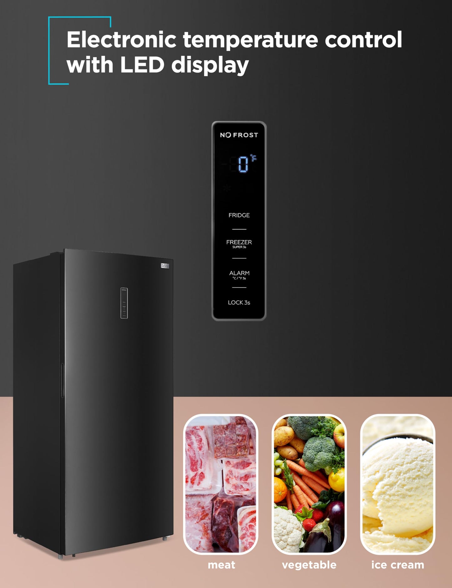 BLACK+DECKER 21.2 Cu. Ft. Convertible Freezer Refrigerator, Upright Freezer with Glass Shelves, Reversible Door,ENERGY STAR rated, Frost Free, BUC2120MB, Black