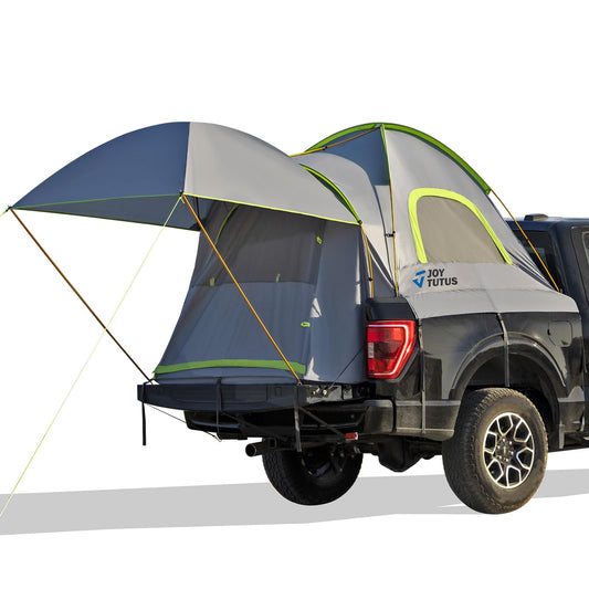 JOYTUTUS Pickup Truck Tent 6.5ft Bed Tent with Removable Awning, Waterproof PU2000mm Double Layer for 2 Person, Portable Truck Bed Tent - Green, Aluminum Pole