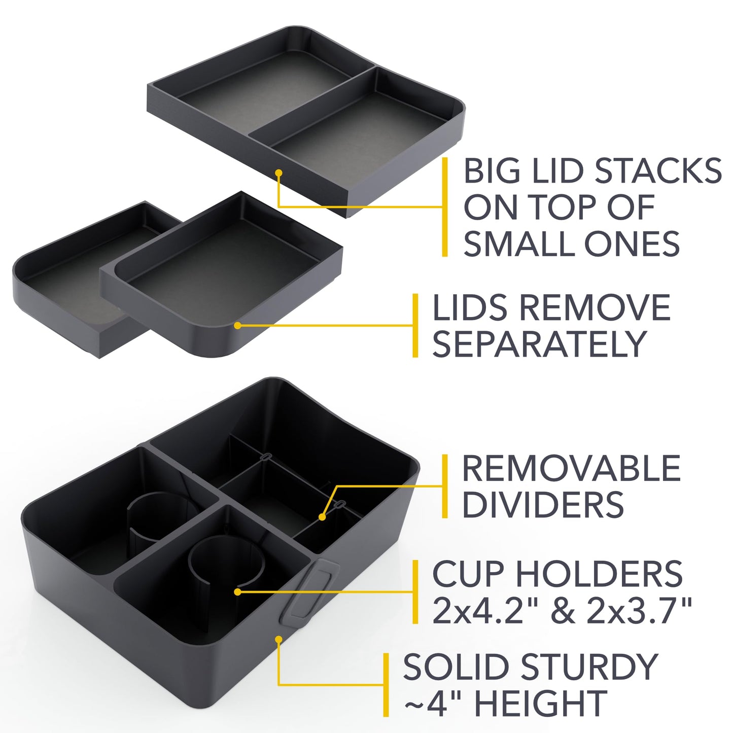 TWRAPS Floor Console Organizer for Rivian R1S & R1T 2021-2026, Lower Center Console Storage Tray Box Caddy with Premium Leather Liner Inserts, R1 Interior Accessory for Rivian