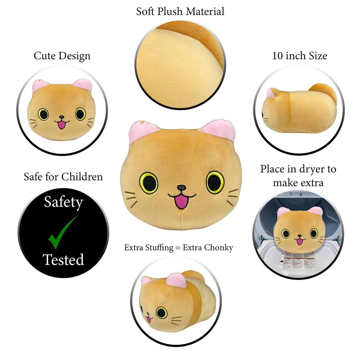 Pineapple Cute Orange Cat Plush Toy Pillow, Soft Kawaii Stuffed Animal, Squishy Plushie for Kids & Adults, Gift for Girls & Boys (10 Inch)