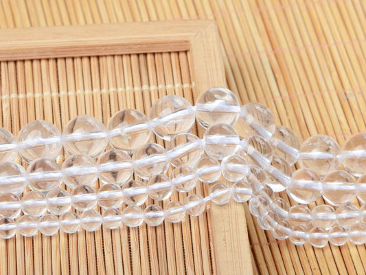Bymitel 90 pcs Natural Genuine Real Round Loose Stone Beads Gemstone Spacers for Charm DIY Jewelry Making 15.5" per Strand 4mm (Clear Quartz Crystals, 4mm)