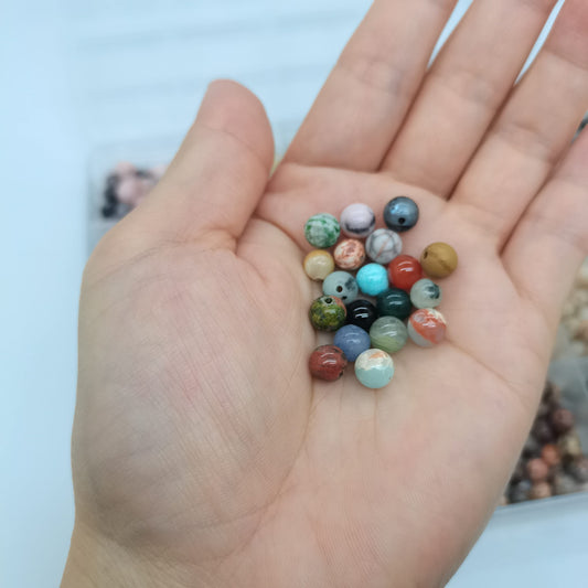 504pcs 8mm Natural Round Stone Beads Gemstone Beading Hole Size 1mm Crystal Energy Stone Healing for Bracelet Necklace Earrings Jewelry Making(24 Colors-2,8mm)