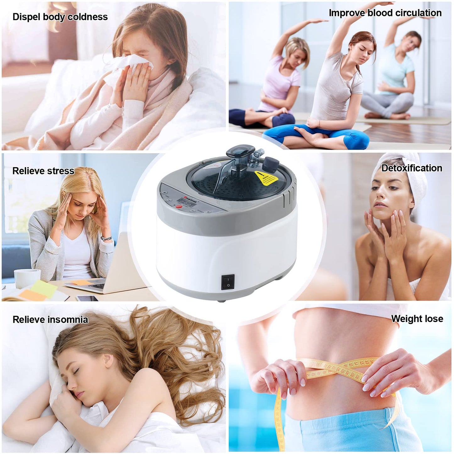 Smartmak Portable Steam Sauna Set, Foldable One Person SPA Tent with 4L Larger Steamer,Remote Control, Weight Loss&Detox- Blue