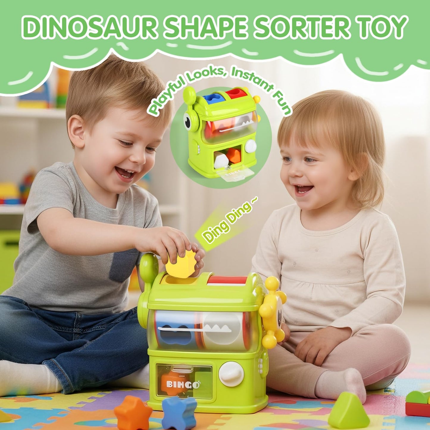 Haoshoon Montessori Baby Toys Eating The Shapes, Interactive Shape Sorter Toys for Toddlers, Fine Motor Skills Matching & Sorting Learning Toys for 1 2 3 Year Old Boys Girls