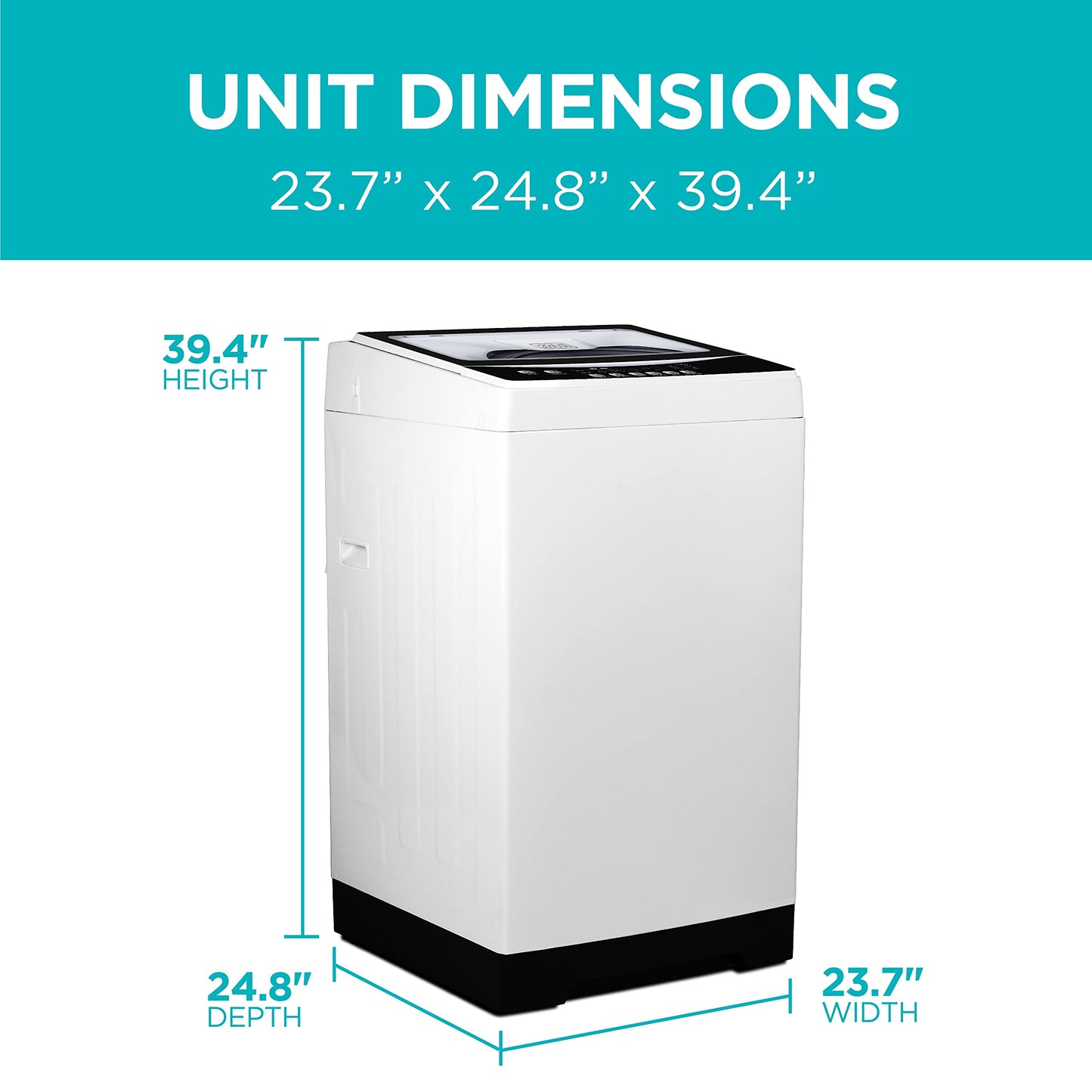 BLACK+DECKER 3.0 Cu. Ft. Portable Washer, 26.5 lb. Capacity Washing Machine, 6 Cycles, Quick Connect Sink Adapter and Drain Hose Included, Transparent Lid & LED Display, BPW30MW, White