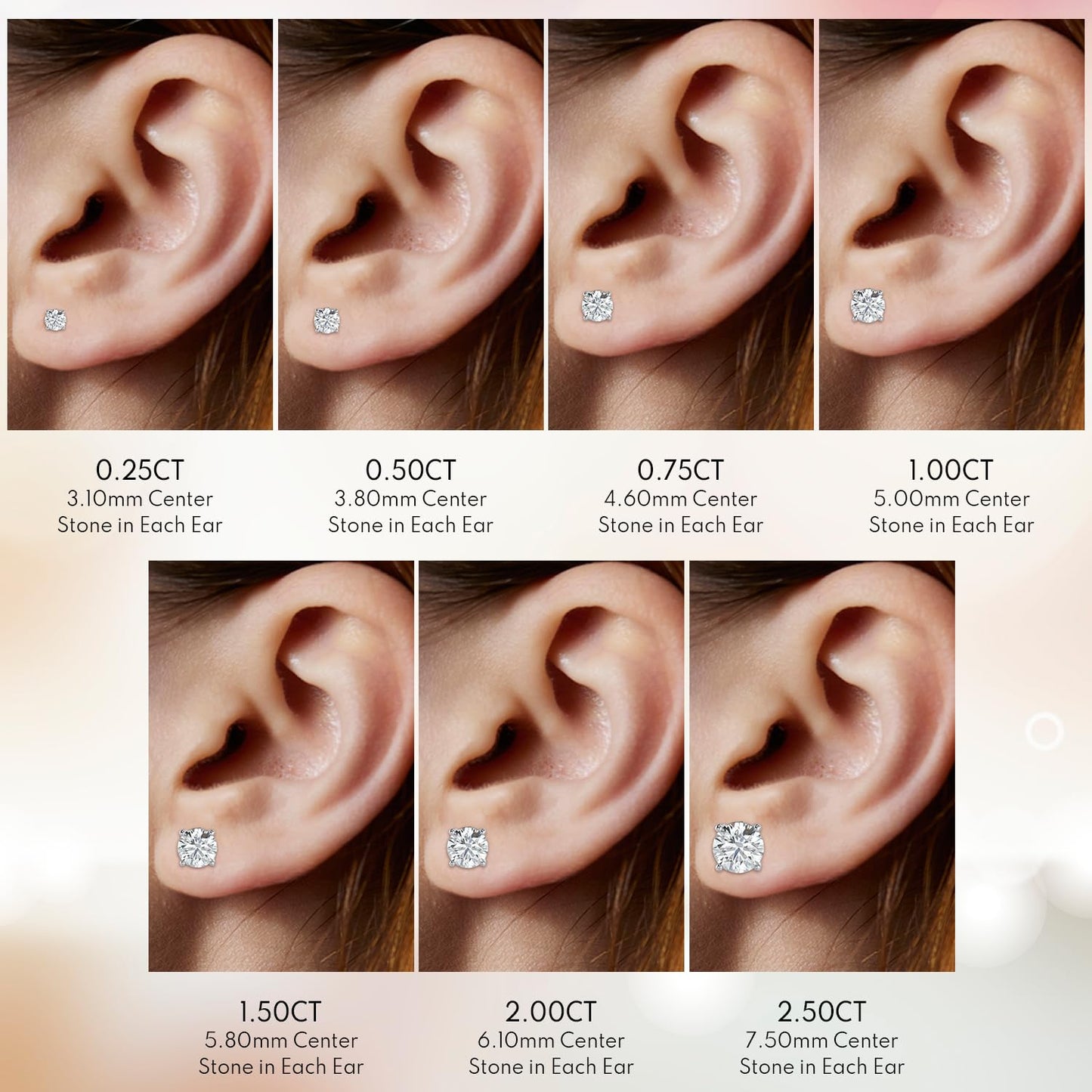 0.50 Carat Lab-Grown Round Cut Diamond Stud Earrings for Women | VS Clarity E-F Color | 14K Yellow Gold | 4-Prong Screw Back Secure Setting | Fine Jewelry Anniversary Wedding Gift for Her