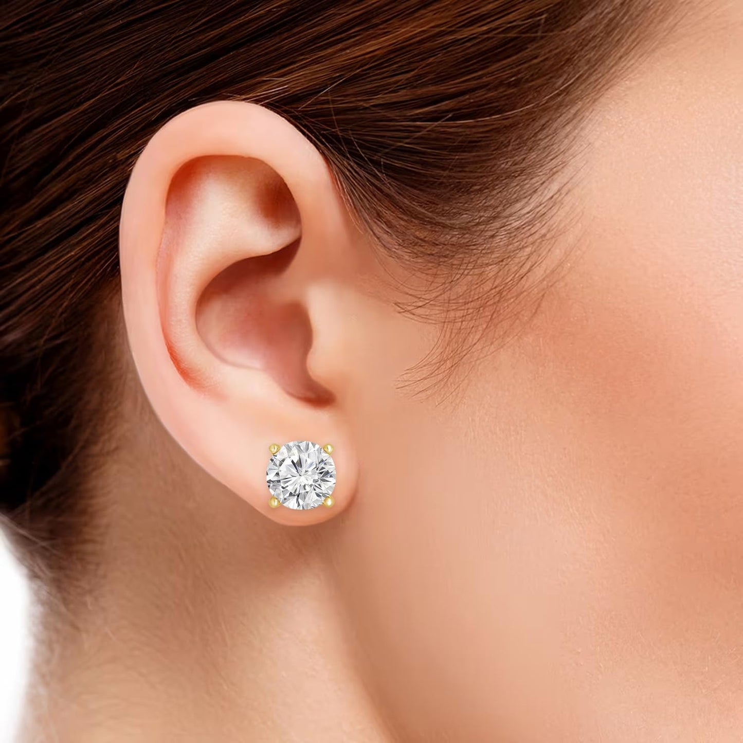 1 Carat 14K Yellow Gold IGI Certified LAB GROWN Round Cut Diamond Stud Earrings for Women 4 Prong Screw Back for her MADE IN USA (E-F Color, VS1-VS2 Clarity)